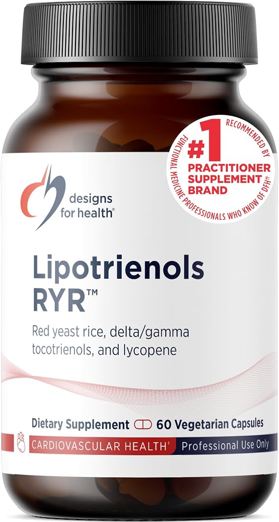 Designs for Health Red Yeast Rice with Tocotrienols + Lycopene - Lipotrienols RYR, 1200mg RYR to Support Cardiovascular Health + Maintenance of Lipid Levels in Normal Range - Vegan (60 Capsules)