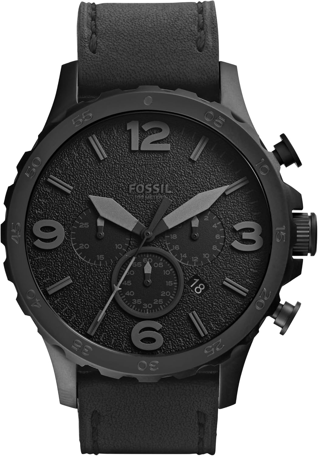 FOSSIL Nate Watch for Men, Quartz Chronograph Movement with Stainless Steel or Leather Strap