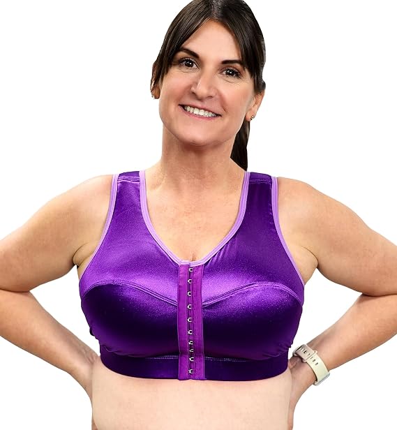 ENELL Women's Full Coverage High Impact Sports Bra (100),5,Purple Pansy