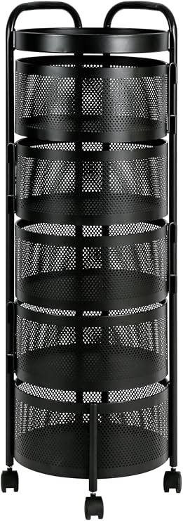 FEFE 360° Rotating Spice Rack Lazy Susan Cupboard Organizer, Turntable Rack for Pantry Cabinet Cupboards Countertop Storage Rack for Kitchen -Square (5 Basket)