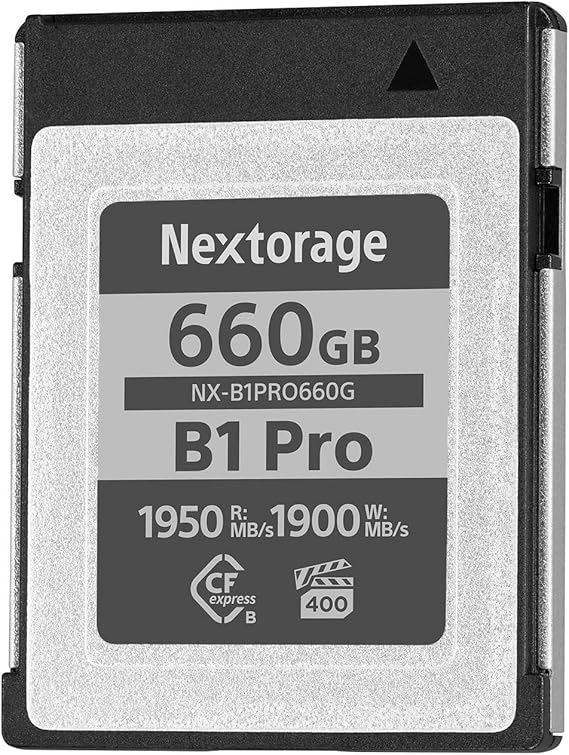 Nextorage 660GB CFexpress Type B Memory Card Super Fast VPG400 max Read 1950MB/s max Write 1900MB/s (B1 Pro Series) | 1950MB per S Read, 1900MB per S Write, 1800MB per S Sustained, Pcie 3.02 Nvme 1.4