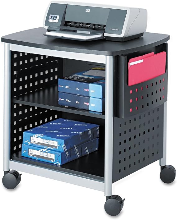 SAF1856BL Printer Stand, Desk Side, 26-1/2x20-1/2x26-1/2, Black
