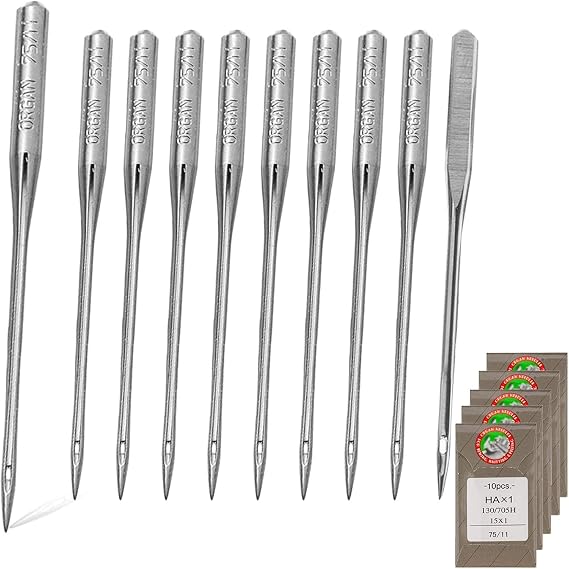 50 Pcs Embroidery Sewing Machine Needles Size 75/11 130/705H HAx1 Sewing Needles for Brother Sewing Machine (10 Pack of 5 Needles)
