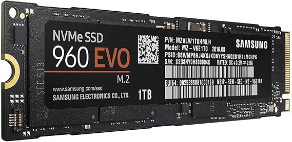 Samsung SSD 960 EVO Series - 1TB PCIe NVMe - M.2 Internal SSD (MZ-V6E1T0BW