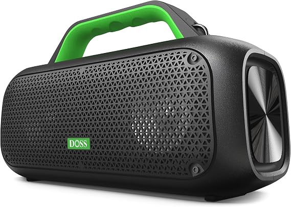 DOSS Extreme Boom Portable Bluetooth Speaker with 60W Mighty Sound-Green | 60W Deep Bass, 30H Playtime,10400mAh Power Bank, IPX6 Waterproof, TWS, BT 5.3, For Camping, Beach, Pool, Grage, Parties.