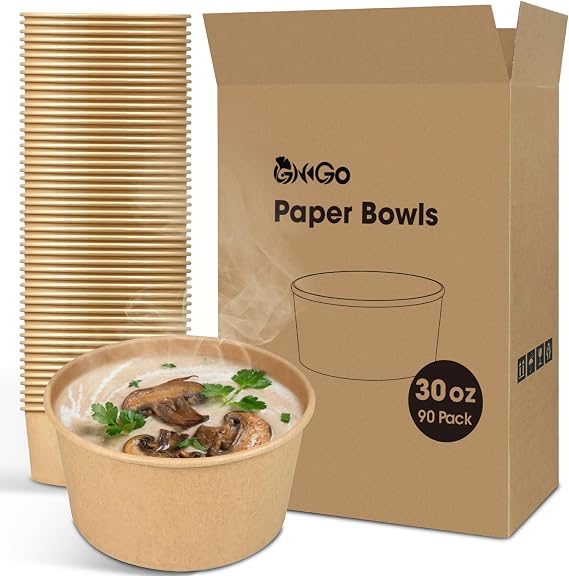 Ginkgo 90 Count 30 oz Extra Large Disposable Paper Bowls