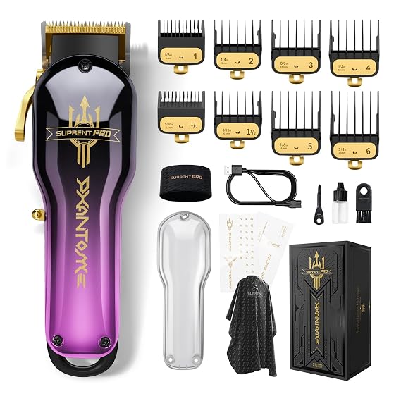 SUPRENT PRO Professional Hair Clippers for Men- Premium Barber Clippers DLC-Coated Blade & Brushless Motor- Rechargeable Haircutting Kit with DIY Customizable Casing- Gift for Men
