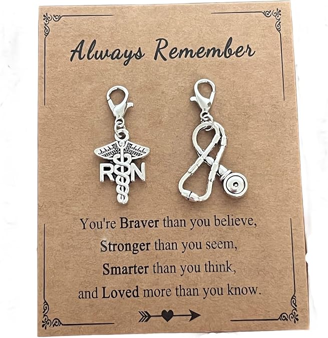 Registered Nurse Clip-on Charm RN Pendant Zipper Pull Charm with Lobster Clasp RN Jewelry for New Nurses Medical Student