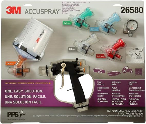 3M Accuspray Paint Spray Gun System with PPS 2.0, 26580, Standard, 22 Ounces, 1 Paint Gun,1 Paint Cup,5 Disposable Lids and Liners,5 Nozzles,3 Sealing Plugs- Pack of 2