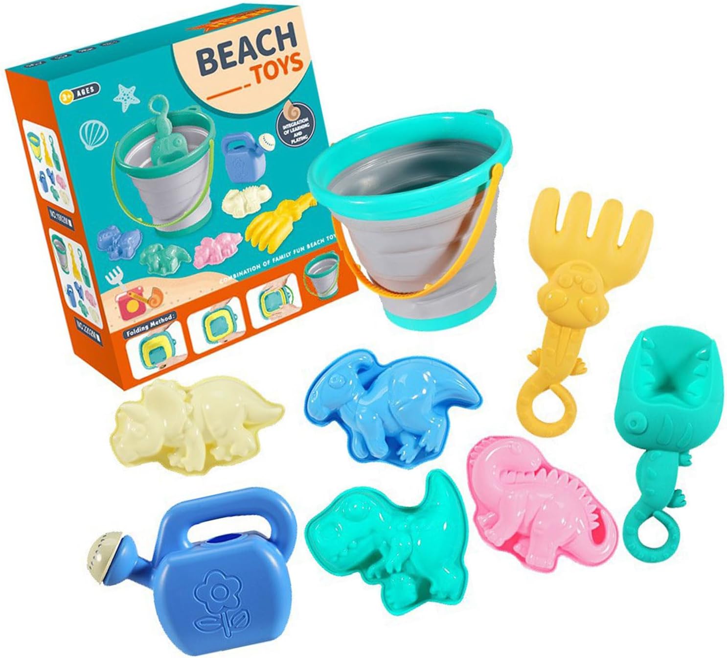 Foldable Sand Bucket Beach Toy With Marine And Shovel Sand Play Set For Children Outdoor Water Activity Toy Beach Accessories