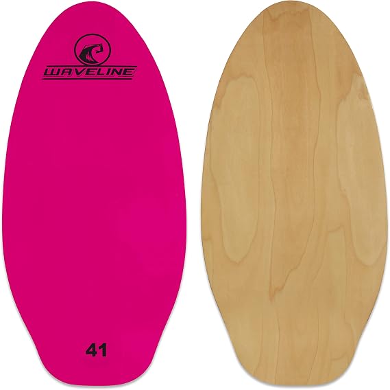 Waveline Neon Wooden Skimboard (Choose Size and Color) (Pink, 41")