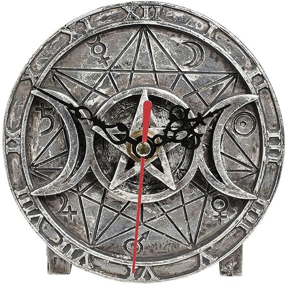 Alchemy The Vault Triple Moon Wiccan Desk Clock