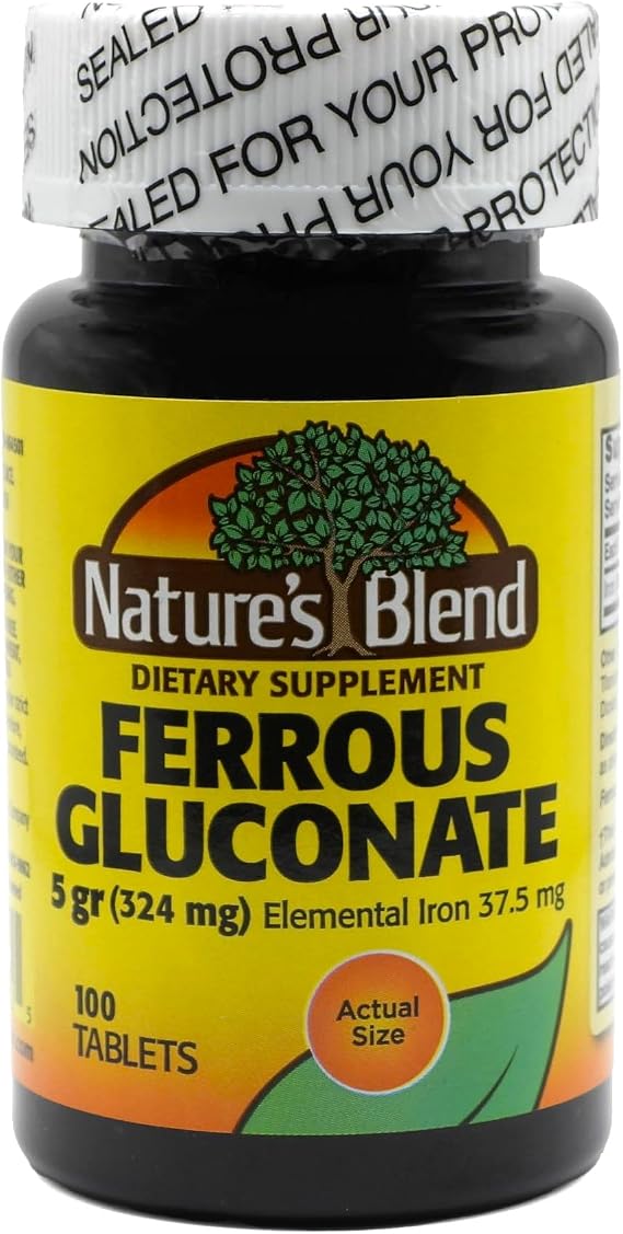 Nature's Blend Ferrous Gluconate Tablets, 100 Count