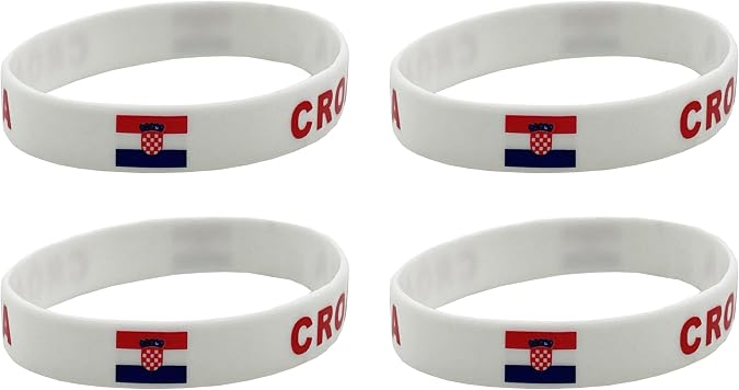4 Pcs Croatia Croatian Country Flag Rubber Bracelets, National Flag Silicone Bracelet, Rubber Wristbands Patriotic Decorations Gift