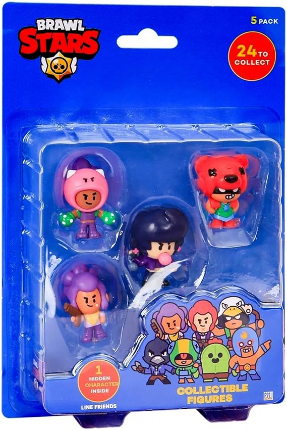 Brawl Stars P.M.I Collectible Figures - 5 Pack - Including 1 Rare Hidden Character (S1) (Random) (BRW2040)