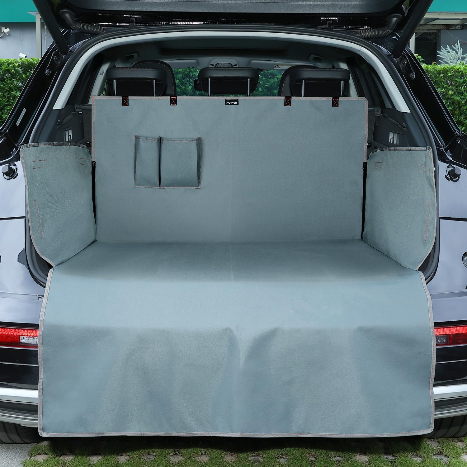 KYG Car Boot Liner With Bumper & Side Protection - Heavy Duty Waterproof Universal Protector Mat for Cars, SUVs & Trucks - 184  105  38cm, Grey