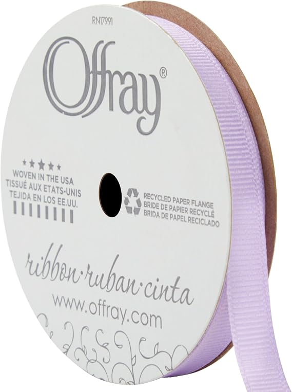 Offray Grosgrain Craft and Decorative Ribbon, 3/8" Wide, 21-Foot Spool, Light Orchid Purple (151097)
