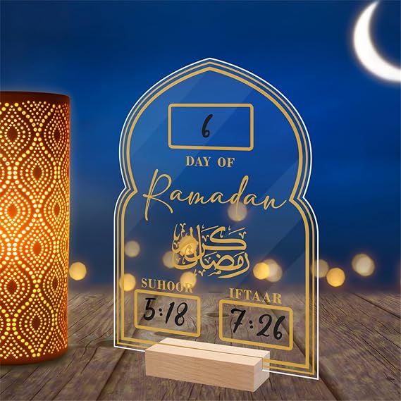 Ramadan Advent Countdown, Acrylic Eid Mubarak Calendar with Mark Pen: Ramadan Decorations for Home Eid Mubarak Table Decor, DIY 30 Days Countdown Calendar 2025 Ramadan Gifts for Kid, Family (D)