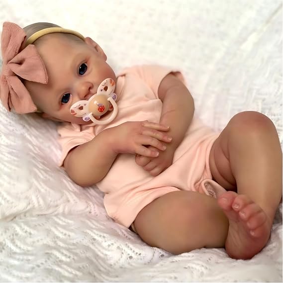 iCradle Lifelike Reborn Baby Girl Doll 19 Inch | Soft Silicone & Vinyl Handmade Doll with Accents, Realistic Newborn Toy for Kids
