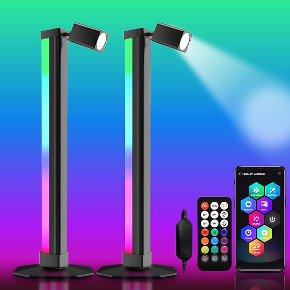 LED Light Bars, 2pcs Smart RGB Lightbar with Book Light, Ambient Lighting with DIY/Music Sync/ 8 Scene Modes, Gaming Lights LED TV Backlight with App Control, Colour Changing Light Bars for Room [Energy Class A+]