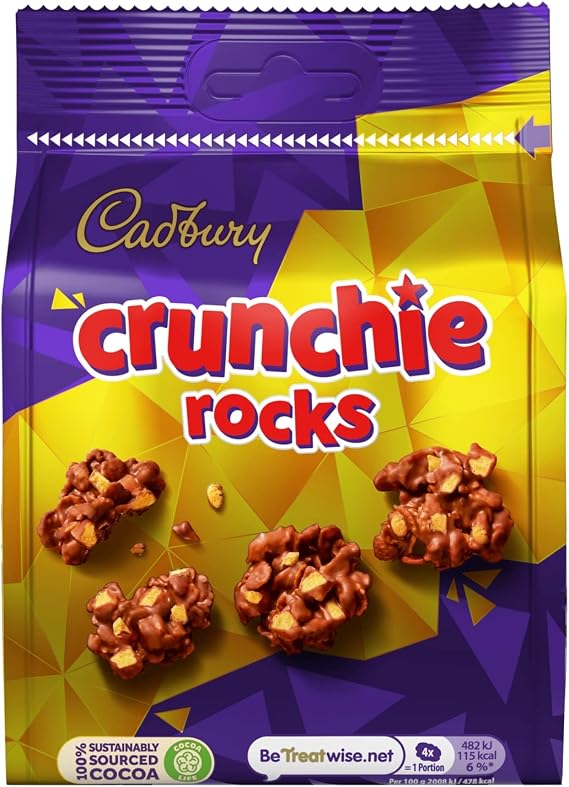 Cadbury Crunchie Rocks Bag, Chocolate Covered Honeycomb Clusters, 110 g (Pack of 1)