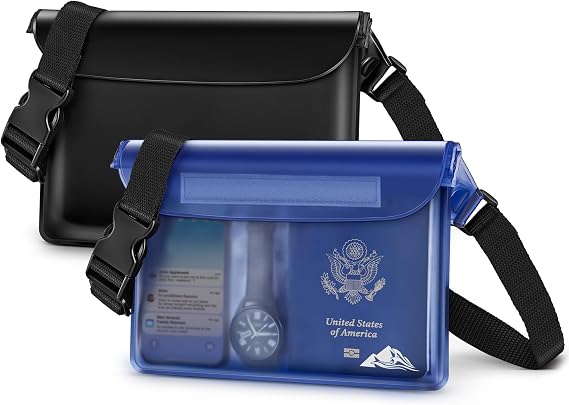 HEETA 2-Pack Waterproof Fanny Pack Pouch Dry Bag for Phone Passport Purse | Adjustable Waist Strap, for Swimming Kayaking Boating Paddle Board Accessories Camping Beach Vacation Cruise Ship Essentials