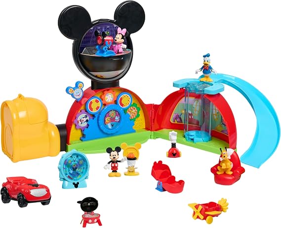 Disney Jr. Mickey Mouse Clubhouse Deluxe 28-inch Playset, Lights and Sounds | 16-pieces, 3-inch Articulated Figurines, Toy for Fans, Boys, Kids, Ages 3 and Up by Just Play