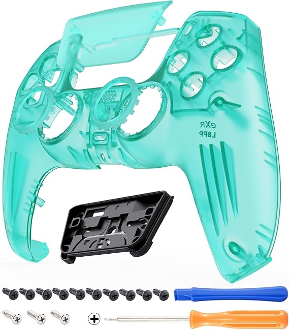 eXtremeRate Luna Redesigned Front Shell Touchpad Compatible with ps5 Controller BDM-010 020 030 040 050, Emerald Green Replacement Faceplate Case Touch Pad Cover Compatible with ps5 Controller