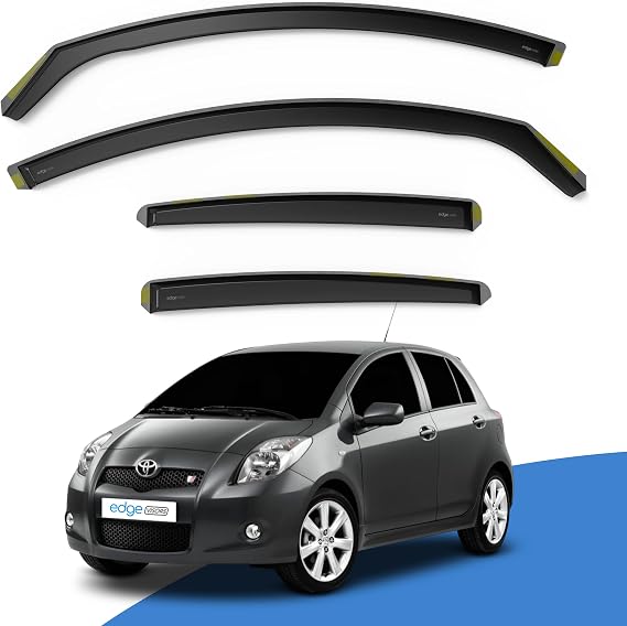 EdgeVisors Wind Deflectors for Toyota Yaris MK2 Door 5 Door Hatchback 4pc | 4pc Set, In-Channel Rain Guards & Accessories