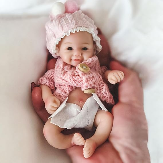 Gileutay 6 inch Soft Silicone Baby Doll Full Body Girl Real Life Tiny Silicone Baby Dolls Miniature Realistic Newborn Baby Dolls for Kids