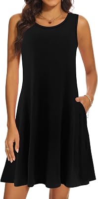 moskill Summer Dresses for Women 2026 Casual Sundresses Beach Cover Ups Sleeveless Tshirt Swing Dress with Pockets
