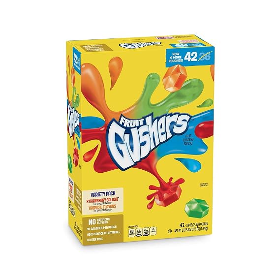 Gushers Strawberry Splash and Tropical Flavors, 0.8 Ounce (42 Count) (Pack of 4)