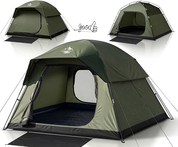 Purebox Tent 4 Man Tents with 2 Doors & Rainfly for Camping