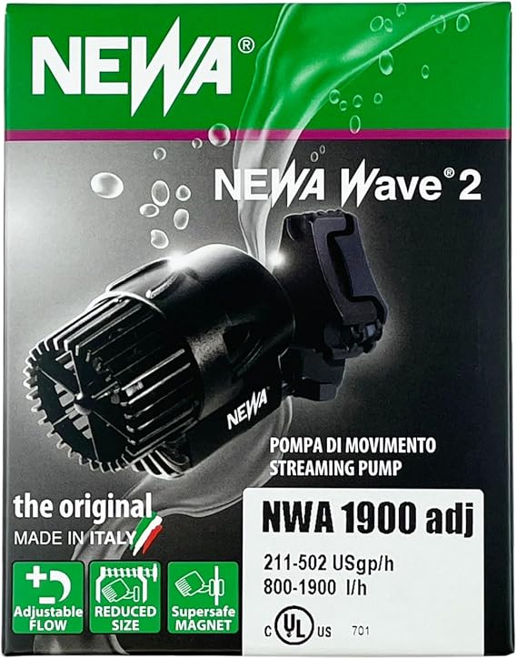 Newa Wave Pump Circulation Pump for Aquariums, Adjustable Flow 1900 l/h (500gph)