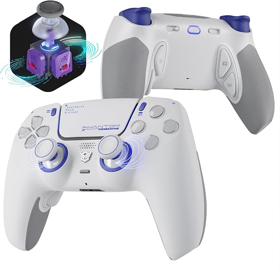 HEXGAMING PHANTOM Controller Compatible with ps5, PC - Vision White