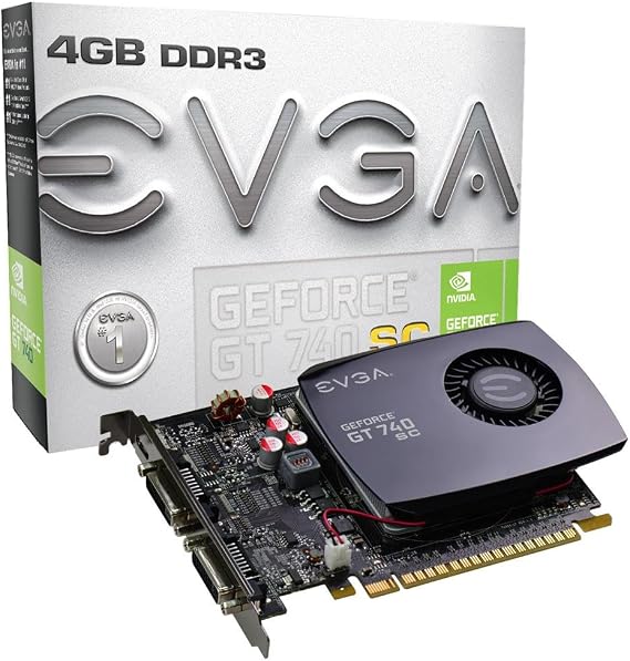EVGA GeForce GT 740 Superclocked Single Slot 4GB DDR3 Graphics Cards 04G-P4-2744-KR