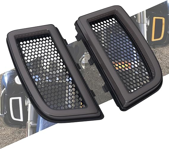 Fairing Lower Grills LED Turn Signal Running Light Fit For Harley Road Glide FLTR Street Glide FLHX Electra Glide Ultra FLHTK Ultra CVO Limited FLHTKSE 2014-2023 (Black Housing Smoke Lens)