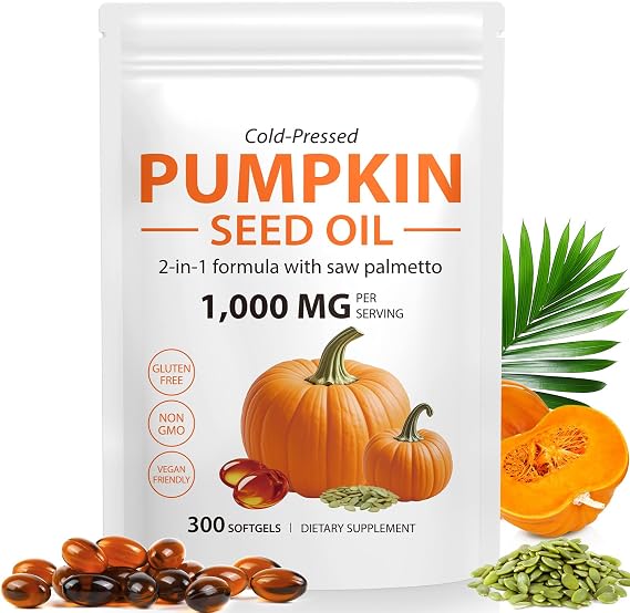 WHLH & WELL-BEING Pumpkin Seed Oil Capsules, 2Pack Pumpkin Seed Oil for Hair Growth, 1000mg Per Serving, 1Pack 300 Count