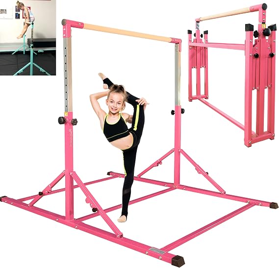 Foldable Gymnastics Bar, 6FT Horizontal Bars, Folding Training Bar for Kids Ages 3-18, Weight Limit 500 LB, Adjustable kip Bar,Home Gym Equipment Indoor