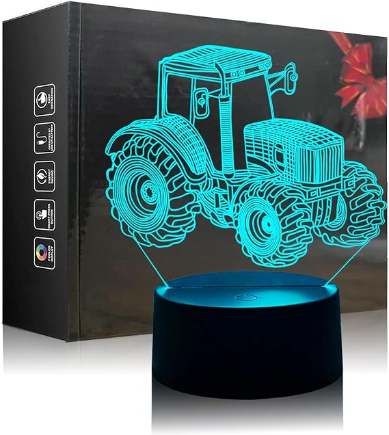 Tractor 3D Night Light, Tractor 3D Illusion Lamp, Tractor LED Night Light, 7 Colors Touch Control USB Powered Magical 3D Visual Lamp for Home Decoration [Energy Class A]