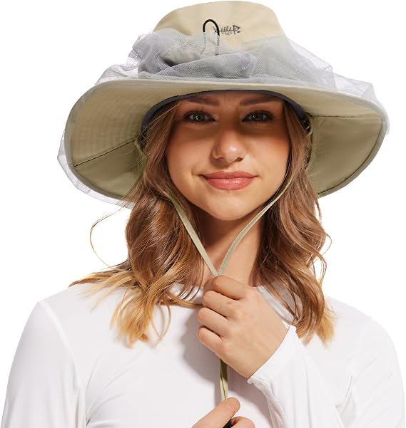 BASSDASH Unisex UPF 50+ Mosquito Net Hat with Neck Flap FH17