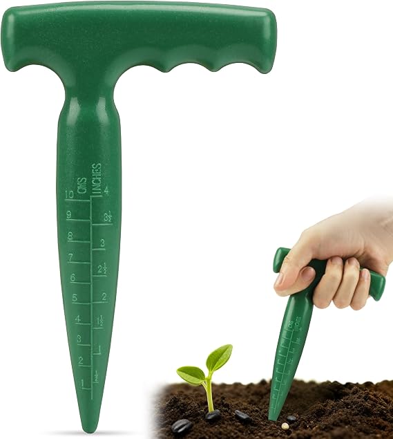 Planter Planting Dibber,Bulb Planter Tool Plastic with Measurement Scale for Accurate Planting,Suitable Hand Dibber for Family,Gardener,1 Pack Dark Green