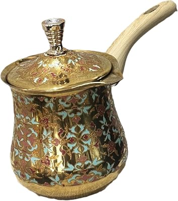 Turkish Coffee Pot Melting Jug Long Handle Teapot Water Kettle Rust Resistant Multipurpose with Lid Milk Warmer Coffee Kettle, Style A, 550ml
