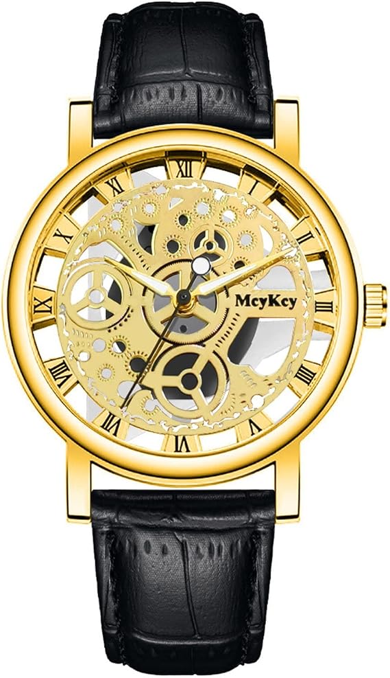 Automatic Watch Women Gents Quartz Watch Men Bottom Hollow Imitation Mechanical Watch Men Belt Watch Islander Watch