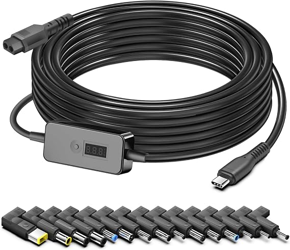 TAIFU PD USB C to DC Charger DC Power Cable with 15 Connectors for Jackery 1000/2000, DJI Power 500/1000 Portable Station Tablets, Led Light, Lamps, Cameras, Routers, Phones, LG Dell Lenovo Laptop