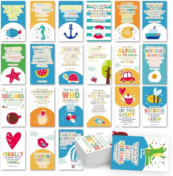 Affirmation Bible Verse Cards for Kids, Scripture Prayer Card Build Faith | 60 PCS Mini Religious Spiritual Cards, Encouragement Christian Gift for Children Bible Study & Daily Devotion, 2"x3.5"