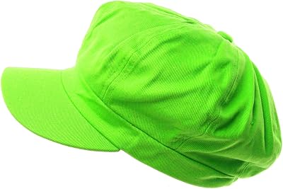 Summer 100% Cotton Plain Blank 8 Panel Newsboy Gatsby Apple Cabbie Cap Hat Lime