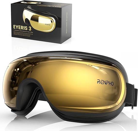 RENPHO Eyeris 3 Eye Massager with Heat and Cooling, Massaging Eye Mask | Voice Control, Vibration & Compression Massager for Dry Eyes & Head Tension, FSA Eligible HSA, Gifts for Women & Men