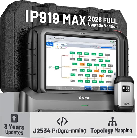 XTOOL IP919 MAX, Bidirectional scan Tool with J2534 Programming, Upgrade of IP919 PRO, ECU Programming Tool with Topology Map, 51+Resets, ECU/Online Coding, AutoAuth for FCA, CAN FD/DoIP, 3-y Update
