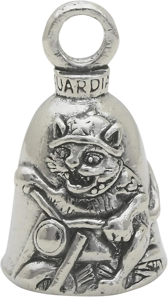 Guardian Bell Good Luck Bell w/Keyring & Black Velvet Bag | Motorcycle Bell | Lead-Free Pewter | Made in USA